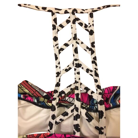 Victoria's Secret Pink Geometric Multi Color Swimsuit Top Sexy Back ~ Size S P - Picture 3 of 4